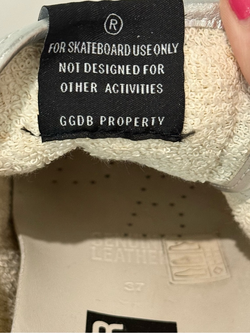 Golden Goose White Leather Sneaker with Pink Star and Silver Toe - Picture 5 of 12